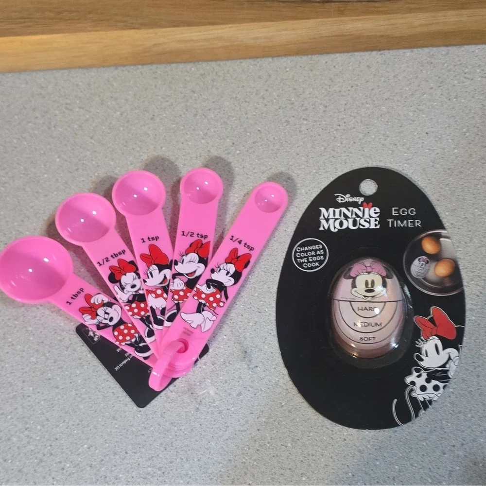 Disney Minnie Mouse 12pc Kitchen Tool Set: Meal Prep, Spoons, Timer, Whisk Liner